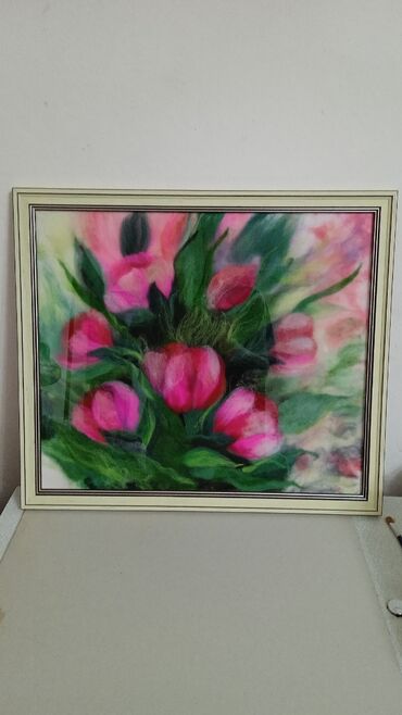искусственные цветы для интерьера бишкек: Продаю картину из натуральной шерсти размером 55х48 см. Картина