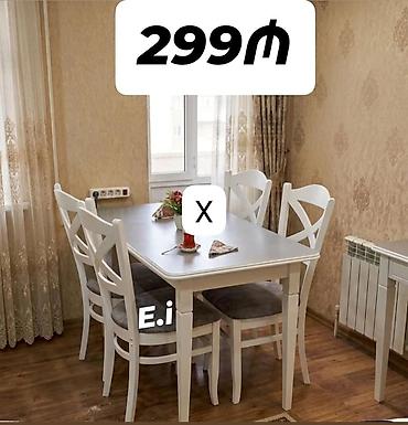 ag qara mebeller: Mətbəx/qonaq otağı üçün yemək dəsti - Komplekt: 1 masa + 4 stul - — 1
