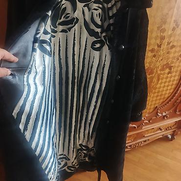 şuba xəz: Qadın üçün uzun qara süni şuba - Material: yumşaq, qalın xəz — 3