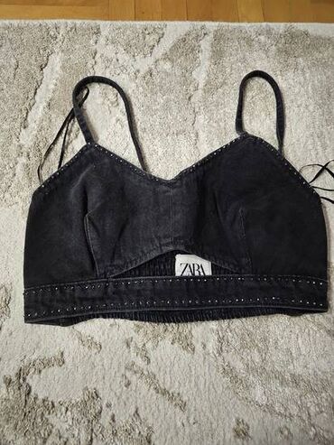 crop top majice new yorker: Zara, S (EU 36), Cotton, color - Black