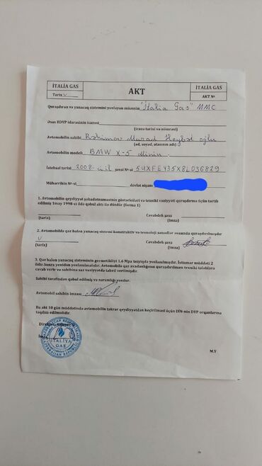 Yanacaq çənləri: Maşın üçün qaz balonu. X5 üzərində olub cəmi 1 dəfə qaz vurulub — 9