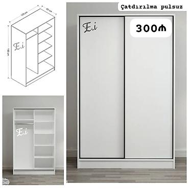 Шкафы: Sürüşkən qapılı paltar şkafı - Ölçülər: 120 sm (eni) x 180 sm — 1