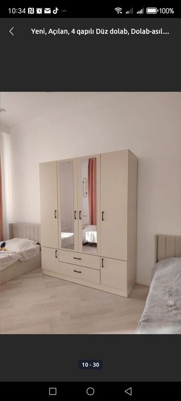 Dolablar: Açılan, 4 qapılı Düz dolab, Qarderob, paltar dolabı — 14