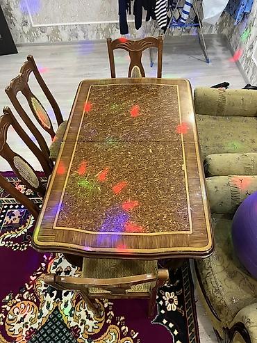 tulpan gulleri: Klassik üslubda masa dəsti - Dəst: düzbucaqlı masa + 4 ədəd uyğun — 2