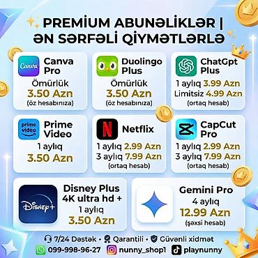 chatgpt plus qiyməti: Premium abunəliklər – ən sərfəli qiymətlərlə Təklif olunan xidmətlər — 1