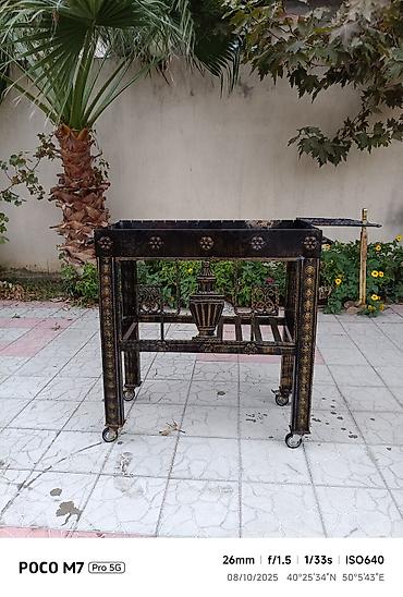 odun taxta: Yeni alinip.Dekorativ metal manqal/şiş kabab sobası - Material — 5