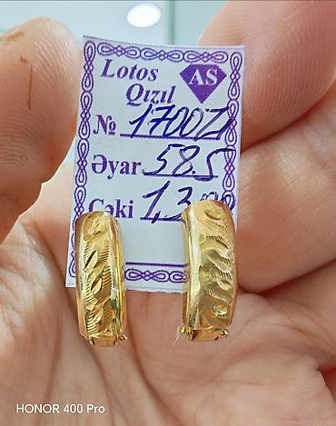 Sırğa, Sarı qızıl, 585 Əyar, 1300 g