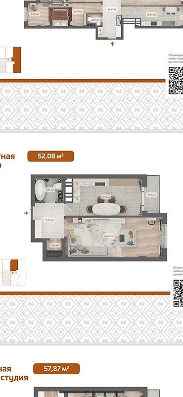 набережная: 1 комната, 52 м², Элитка, 7 этаж, ПСО (под самоотделку) — 5
