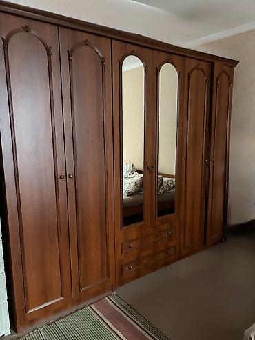 İşlənmiş, 6 qapı, Güzgülü, Qəhvəyi, Taxta, Açılan, Düz dolab