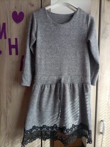 plise haljine: S (EU 36), color - Grey, Oversize, Short sleeves