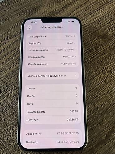 Apple iPhone: IPhone 13 Pro Max, 256 ГБ, White Titanium, 83 % — 11