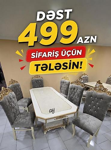 taxta stul stol: Qonaq otağı üçün, Yeni, Açılmayan, Dördbucaq masa, 6 stul — 1