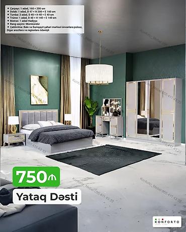 Мебель на заказ: Yataq Dəsti – 750₼ Dəst tərkibi və ölçülər: - Çarpayı: 1 ədəd, 160 × — 1