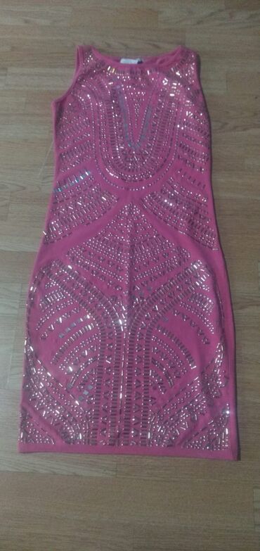 šljokičasta haljina: S (EU 36), M (EU 38), color - Pink, Oversize, With the straps