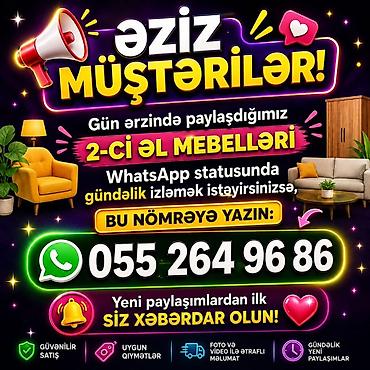 Mebel xidmətləri: Xidmət: 2-ci əl mebellərin gündəlik paylaşımı Təsvir: - Gün ərzində — 1