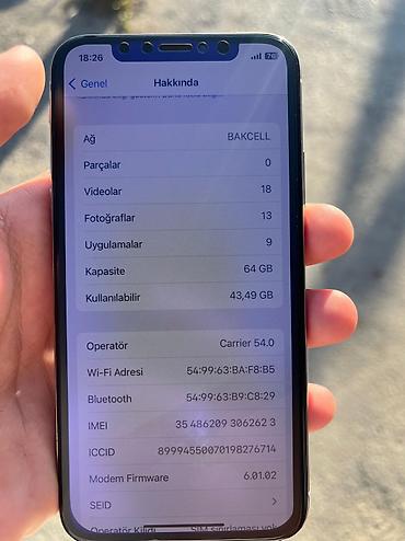 Apple iPhone: IPhone X, 64 GB, Ağ — 11