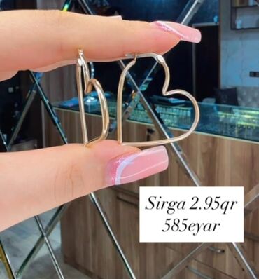 halqa sirgalar qizil: Sırğa, Sarı qızıl, 585 Əyar, 295 g, Ödənişli çatdırılma