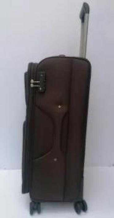 Putni koferi i torbe: Veliki kofer na točkiće – tekstilni, braon - Dimenzije: približno — 22