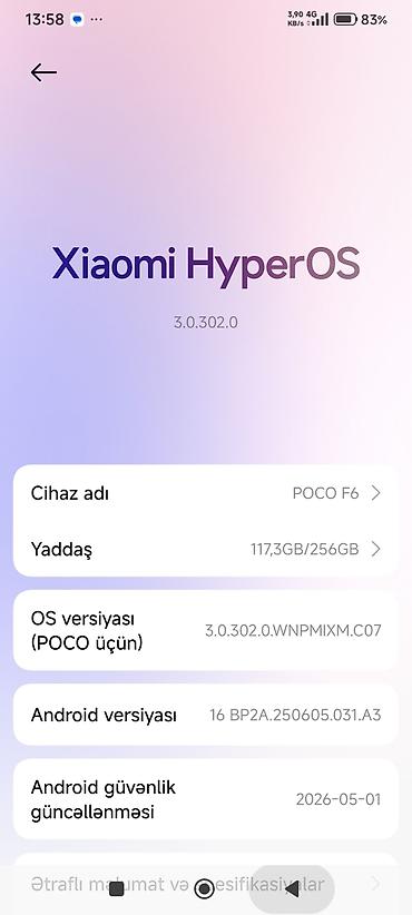 iphone 15 pro satış: Poco F6, 256 GB, rəng - Gümüşü, Sensor — 5