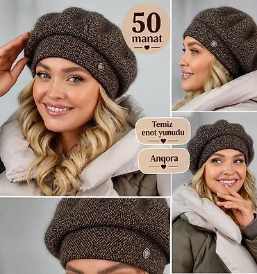 baş geyimi: Qadınlar üçün isti və zərif beret papaq - Material: təmiz enot yunudu — 1