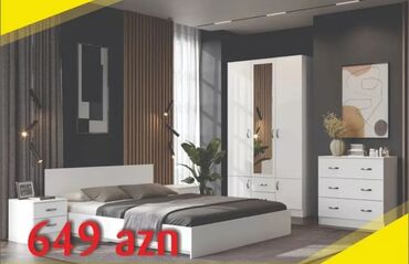 yataq dolabı: 2 təknəfərlik çarpayı, Dolab, Tumba, 2 tumba, Azərbaycan, Yeni
