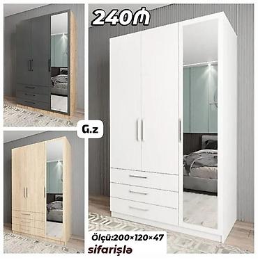 demir dolab: 3 qapılı, güzgülü paltar şkafı – sifarişlə. - Ölçü: 200 × 120 × 47 sm — 1