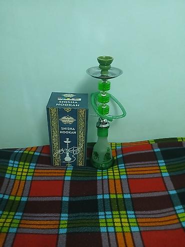 Şişə nargilə dəsti - Rəng: yaşıl - Materiallar: şüşə kolba, metal