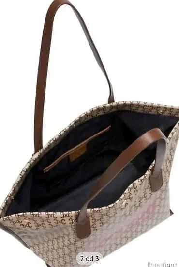 torbe chanel: Cavalli Class ženska torba – tote shopper model - Dizajn: bež platno — 2