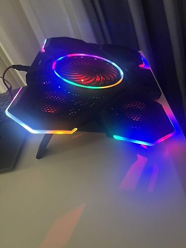 kontakt notebook: RGB işıqlı noutbuk soyuducu stend - 5 fanlı güclü soyutma sistemi — 4