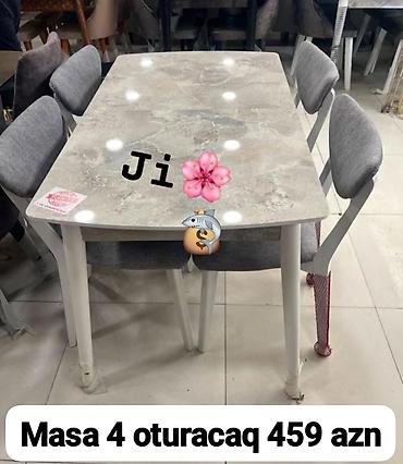 gence mebel instagram: Dörd nəfərlik yemək masası dəsti - Komplekt: 1 masa + 4 stul - Masa — 1