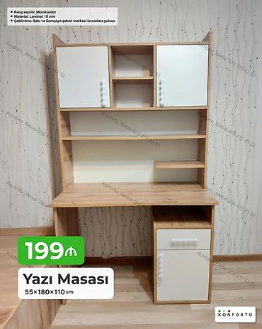 ucuz yazı masası: Düz masa, Stulsuz, Polkalı, Siyirməli, Sadə laminat — 1