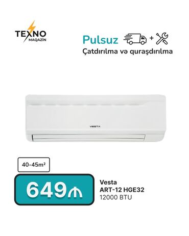 бу кондиционер купить: Kondisioner 40-45 kv. m, Split sistem, Kredit yoxdur, Pulsuz quraşdırılma