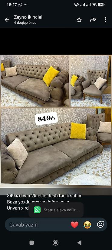 849₼ divan 2kreslo desti təcili satılır Baza yoxdu arxaya doğru