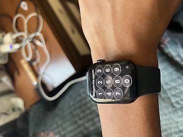 смарт часы набор: Apple Watch Series 7 45 мм, Midnight/чёрный ремешок. Полностью — 2