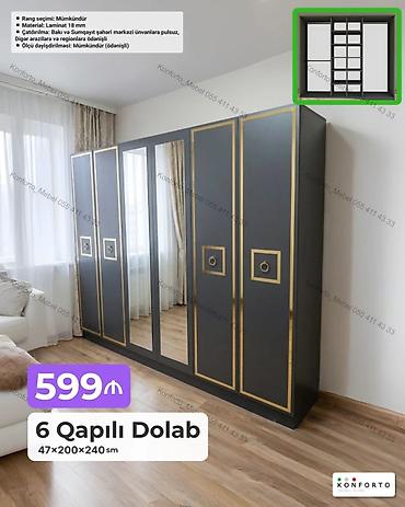 6 qapılı paltar dolabı – 47×200×240 sm - Dizayn: Tünd boz korpus
