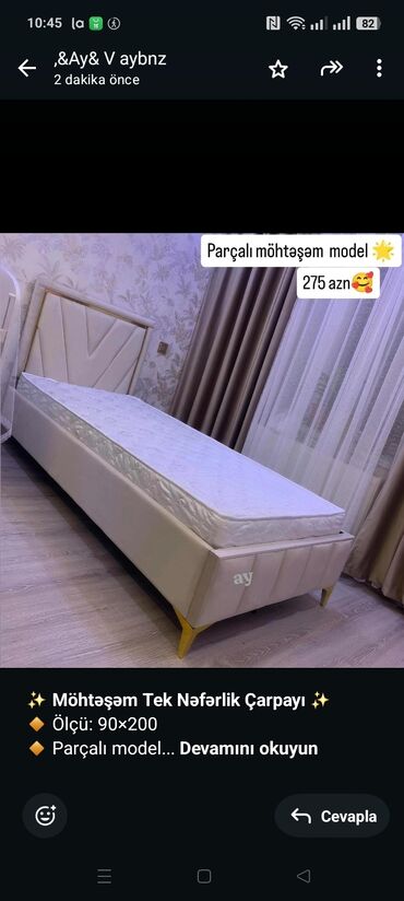 madeyra tek carpayilar: ✨ *Möhtəşəm Tek Nəfərlik Çarpayı* ✨ 🔸 Ölçü: 90×200 🔸 Parçalı model –