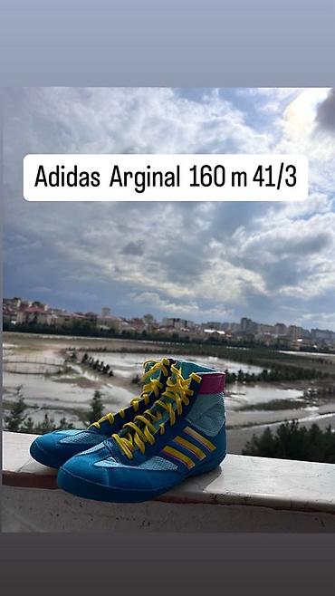 Kişi ayaqqabıları: Adidas idman ayaqqabısı – mavi/açıq mavi rənglərdə, sarı şnur və — 3