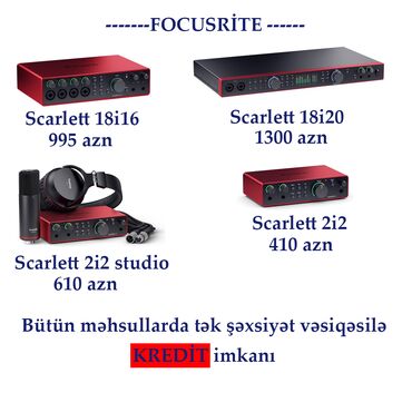 m audio: Focusrite səs kartları (studio səs kartı, ses kartı) Tək şəxsiyyət