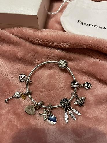 pandora оригинал: Браслет Pandora с шармами. - Оригинальный серебряный браслет-основа — 1
