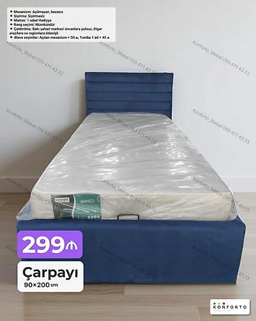 Ev və bağ: Məhsul: Tək nəfərlik çarpayı + hədiyyə matras Ölçü: 90×200 sm Rəng — 1