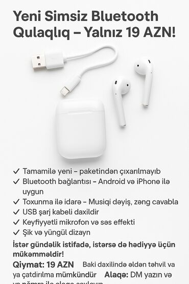 Minidisk və disk pleyerlər: Yeni Simsiz (Bluetooth) Qulaqcıqlar, rəng - Ağ