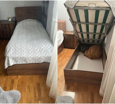 tek adamliq yataq: Tek adamliq 2 eded kravat bazali matrasli 1 tumba da daxil cox