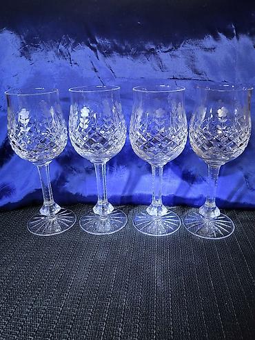 Čaše: Case kristal,gravura za vino 80te.god. Masivne case kristal za vino — 9