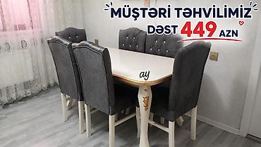 2 ci el taxt: Mətbəx üçün, Yeni, Açılmayan, Dördbucaq masa, 6 stul — 1