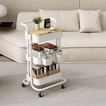 Тумбы и подставки для телевизора: Многофункциональная тележка-органайзер на колесах - Три глубокие — 1