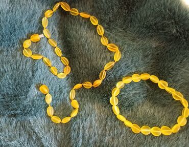 желтый hummer: Натуральные янтарные бусы и браслет с терапевтическим эффектом для