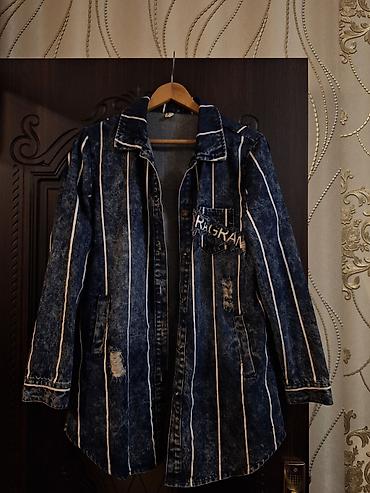 Kişi geyimləri: Uzun cins pencək – zolaqlı, qara-mavi “stonewash” effektli dizayn — 1