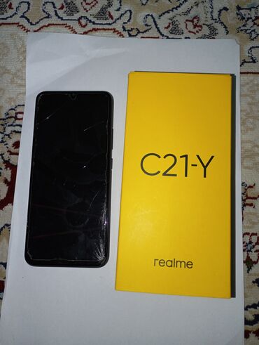 Realme: Realme C21Y, Б/у, 64 ГБ, цвет - Черный, 1 SIM, 2 SIM