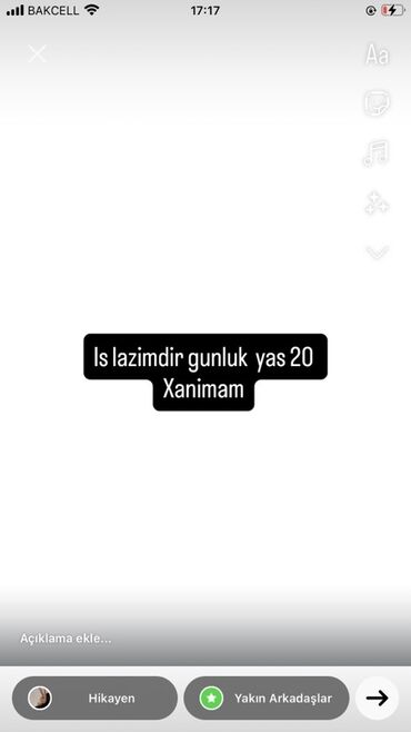 Продажи, работа с клиентами: Bu elan günlük iş axtaran, 20 yaşlı xanımlar üçün iş imkanı təklif