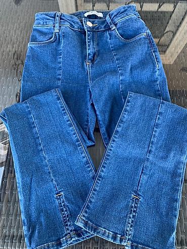 deri salvar: Göy denim cins şalvar. — 1